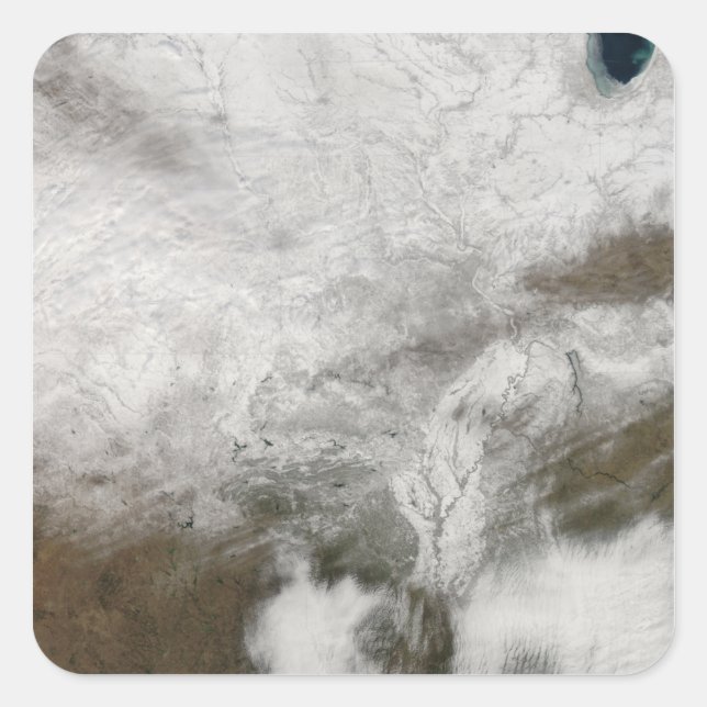 Satellitenansicht eines schweren Wintersturms Quadratischer Aufkleber (Vorderseite)