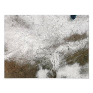 Satellitenansicht eines strengen Wintersturms Fotodruck