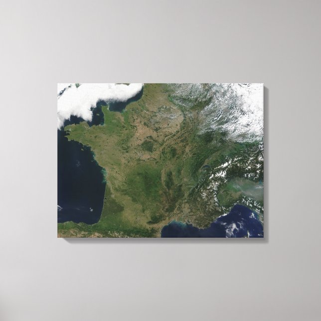 Satellitenansicht Frankreichs Leinwanddruck (Vorderseite)