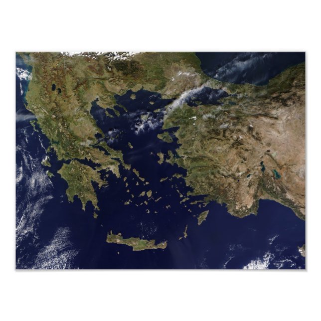 Satellitenansicht Griechenlands und der Türkei Fotodruck (Vorne)