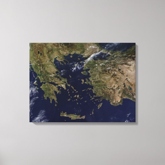 Satellitenansicht Griechenlands und der Türkei Leinwanddruck (Vorderseite)