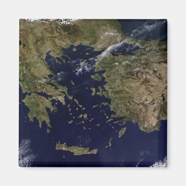 Satellitenansicht Griechenlands und der Türkei Magnet (Vorne)