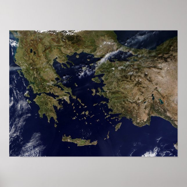 Satellitenansicht Griechenlands und der Türkei Poster (Vorne)