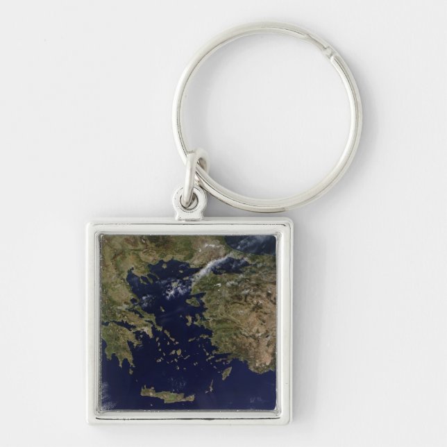 Satellitenansicht Griechenlands und der Türkei Schlüsselanhänger (Vorne)