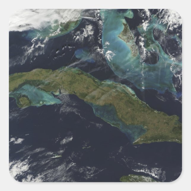 Satellitenansicht Kubas Quadratischer Aufkleber (Vorderseite)