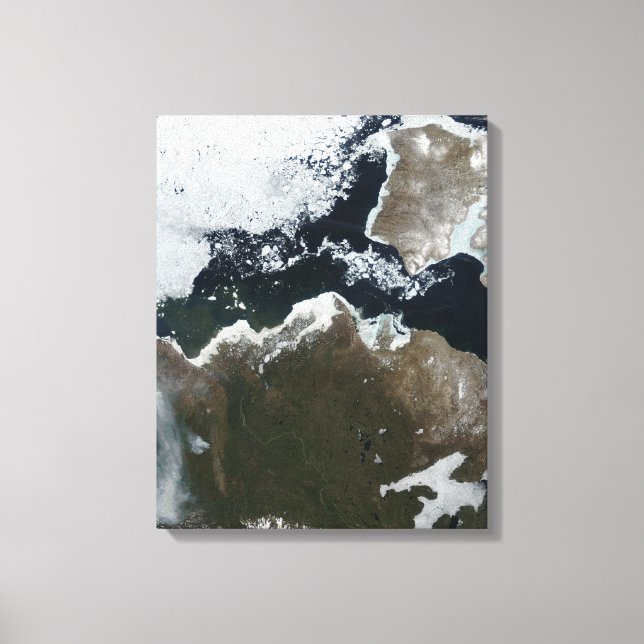 Satellitenansicht Nordwestkanadas Leinwanddruck (Vorderseite)