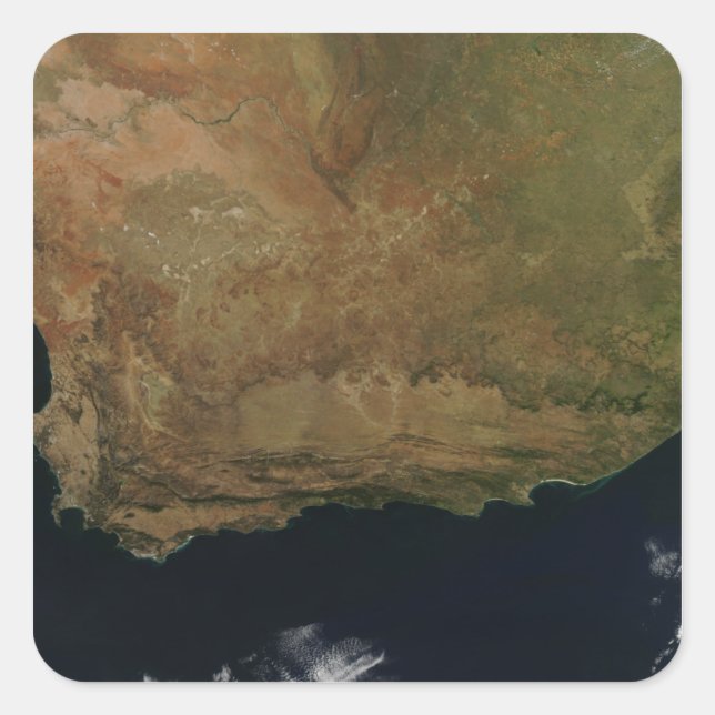 Satellitenansicht Südafrikas Quadratischer Aufkleber (Vorderseite)