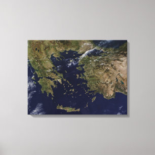 Satellitenansicht von Griechenland und von Türkei Leinwanddruck