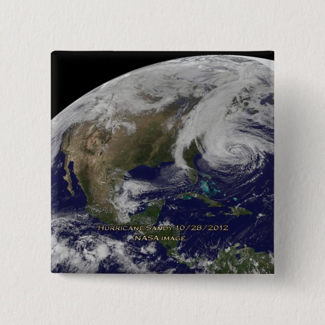 Satellitenansicht von Hurrikan Sandy Button (Vorderseite)