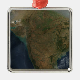 Satellitenansicht von Mittelindien Silbernes Ornament