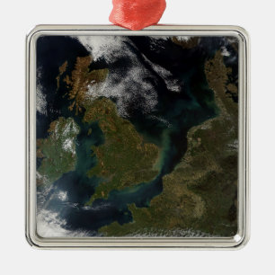 Satellitenansicht von Nordeuropa Silbernes Ornament