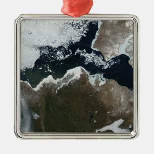 Satellitenansicht von Nordwestkanada Silbernes Ornament