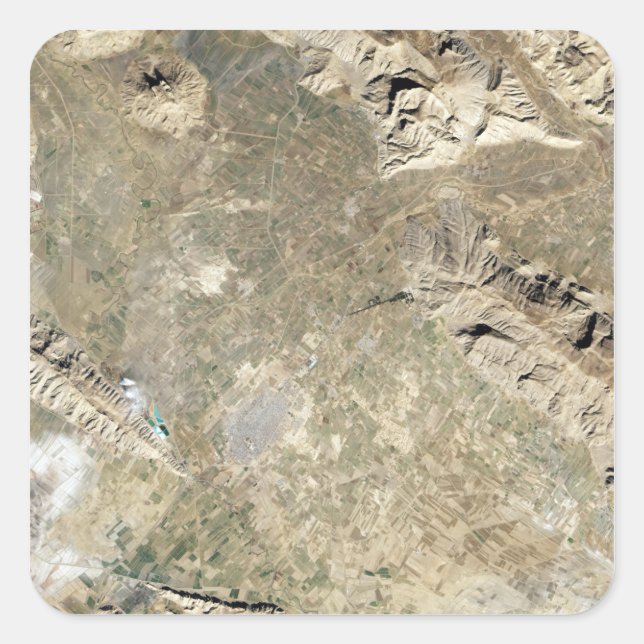 Satellitenansicht von Persepolis Quadratischer Aufkleber (Vorderseite)
