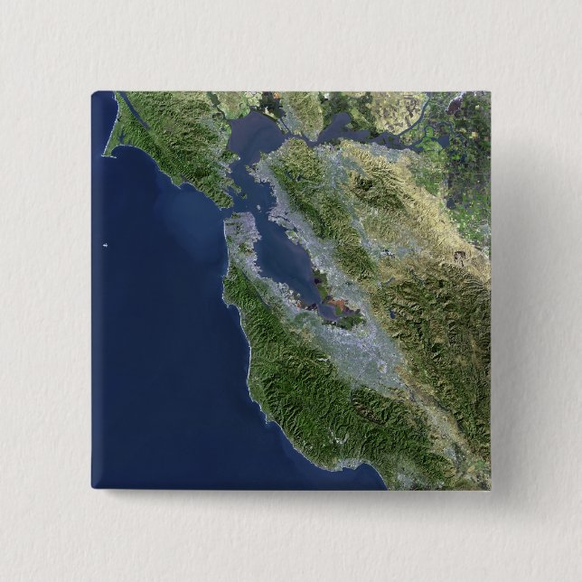 Satellitenansicht von San Francisco, Kalifornien Button (Vorderseite)