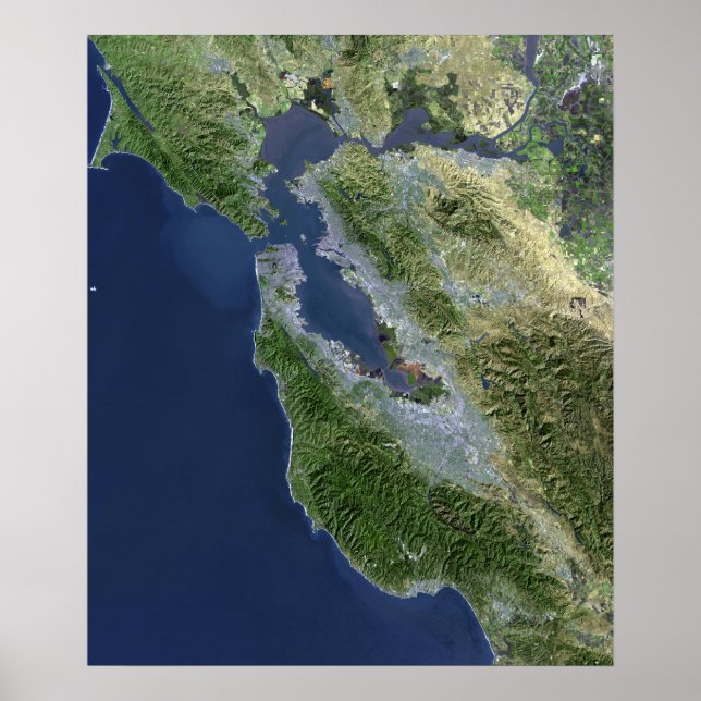 Satellitenansicht von San Francisco, Kalifornien Poster (Vorne)