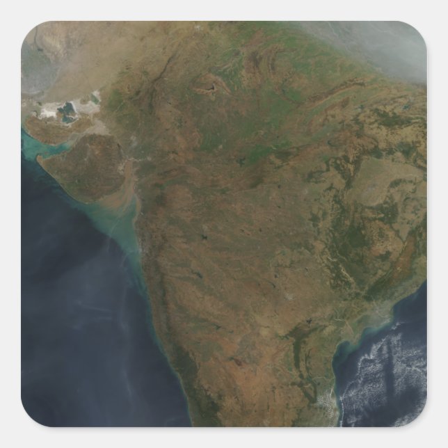 Satellitenansicht Zentralindiens Quadratischer Aufkleber (Vorderseite)