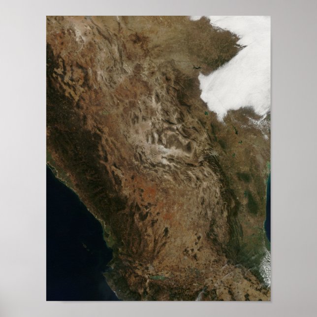 Satellitenbild der Landschaft von Zentralmexiko Poster (Vorne)