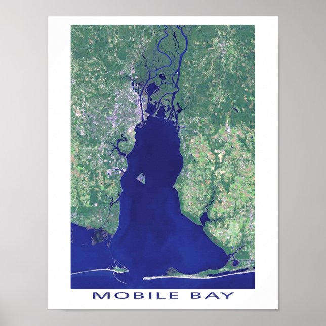 Satellitenbild der mobilen Bucht Alabama Poster (Vorne)