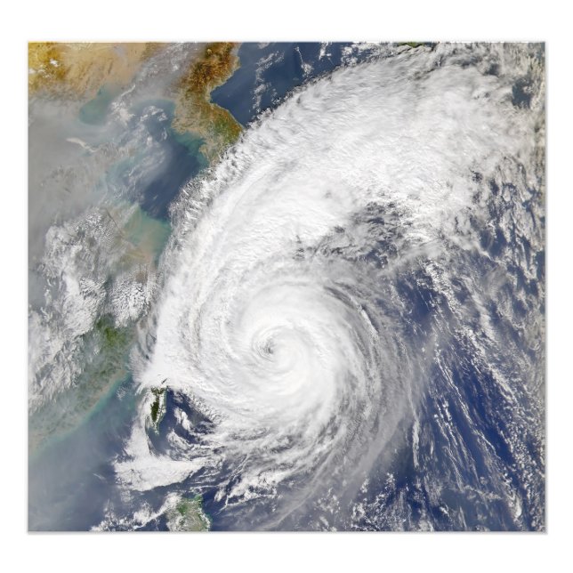 Satellitenbild eines Taifuns Fotodruck (Vorne)