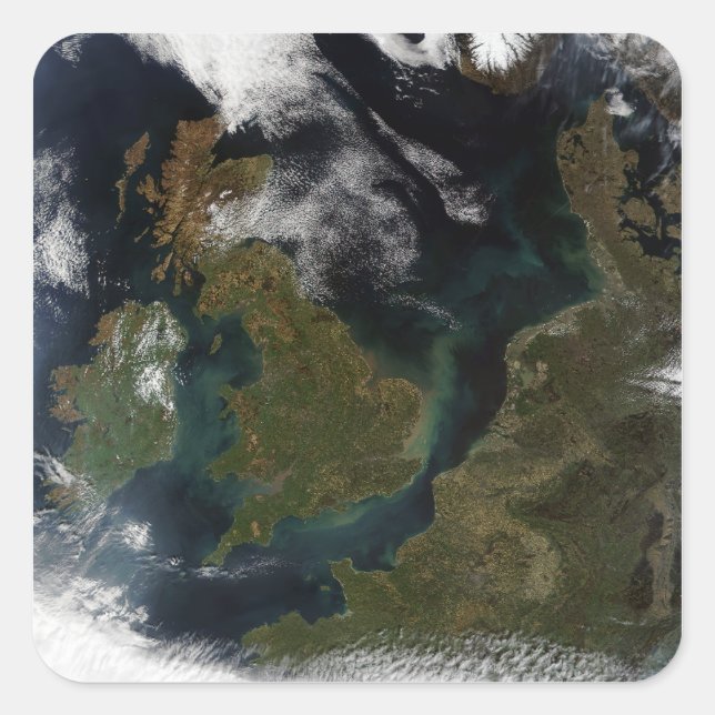 Satellitenbild Nordeuropas Quadratischer Aufkleber (Vorderseite)