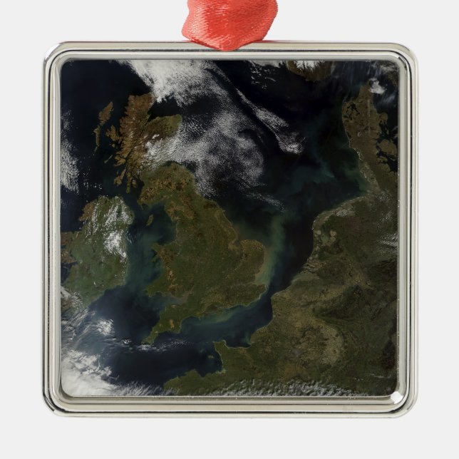 Satellitenbild Nordeuropas Silbernes Ornament (Vorne)