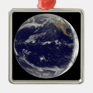Satellitenbild von Erde 2 Silbernes Ornament
