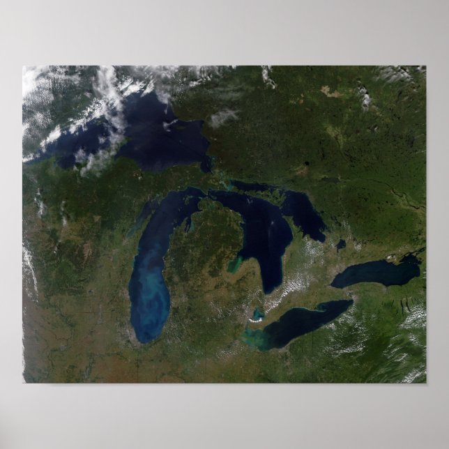 Satellitenblick auf die Großen Seen Poster (Vorne)