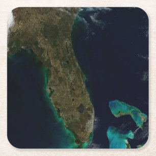 Satellitenblick auf Florida. Rechteckiger Pappuntersetzer