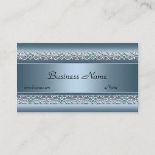 Satin Blau Silber Beschnitt Elegante Visitenkarte