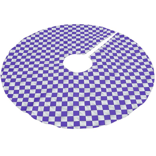Satin Diamonds - Kobalt und Weiß Polyester Weihnachtsbaumdecke (Schrägansicht)