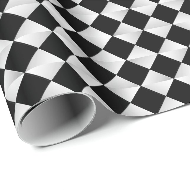 Satin Diamonds - schwarz-weiß Geschenkpapier (Rolleneckpunkt)