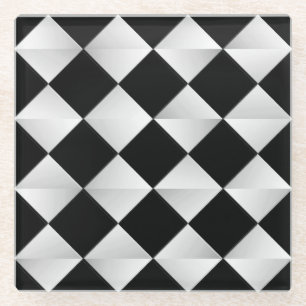 Satin Diamonds - schwarz-weiß Glasuntersetzer