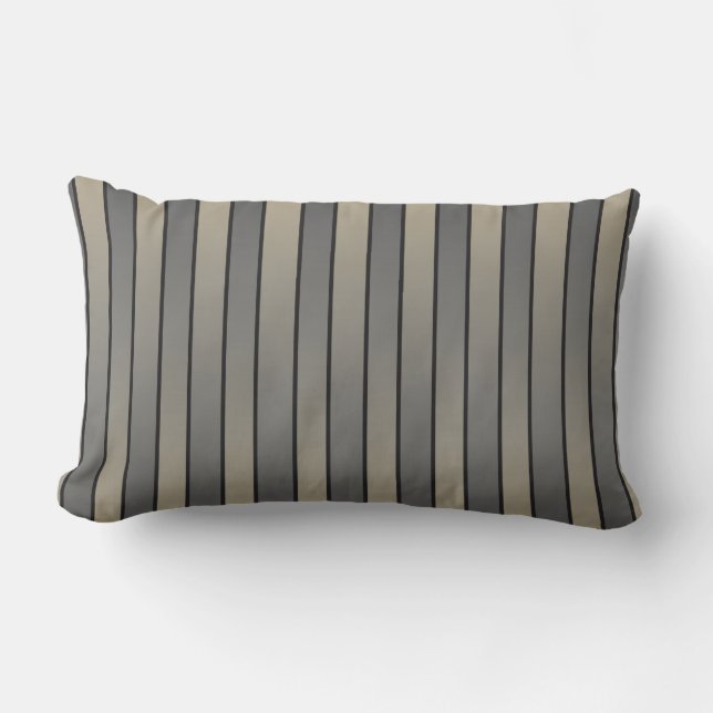 Satin Effect Streifen Muster Schwarz und Beige Lendenkissen (Vorderseite)