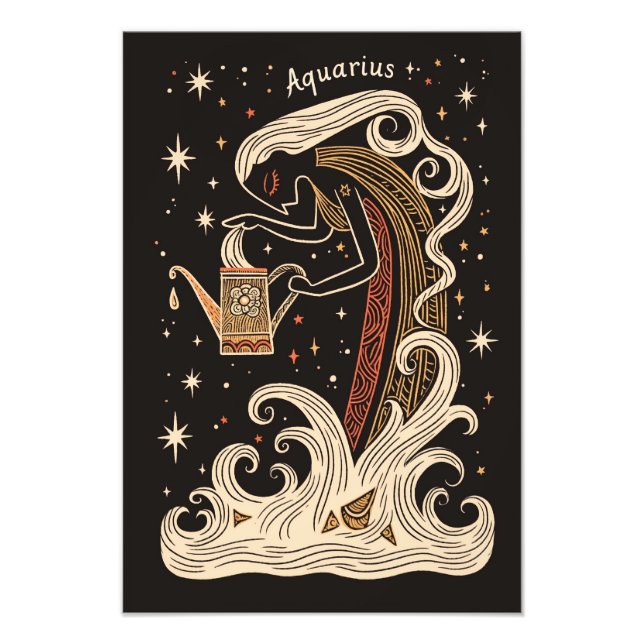 Satin Foto Paper Aquarius Celestial Zodiac (Vorne)