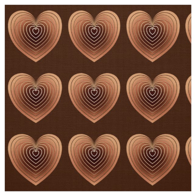 Satin Hearts in Chocolate Brown Stoff (Muster)