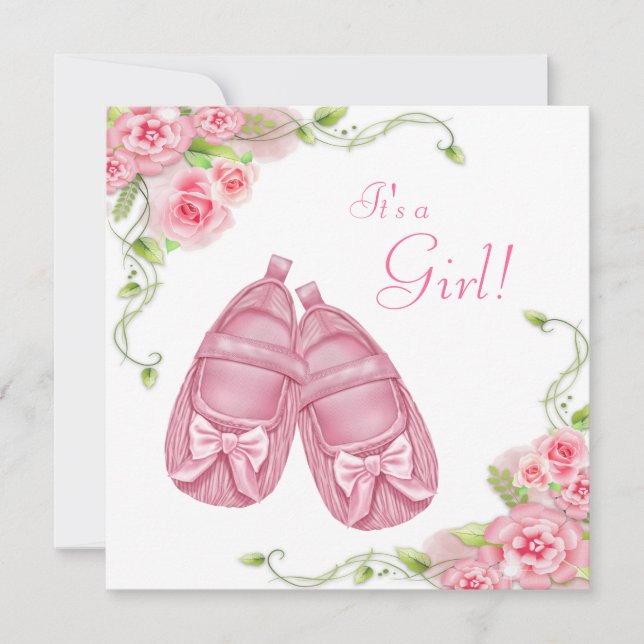 Satin Hinterns Rosa Kinderdusche Einladung (Vorderseite)