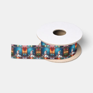 Satin Joli bonhomme de neige en ruban de verre coloré