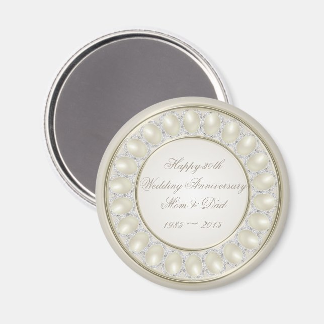 Satin Pearl 30th Wedding Anniversary Magnet (Vorderseite/Rückseite)