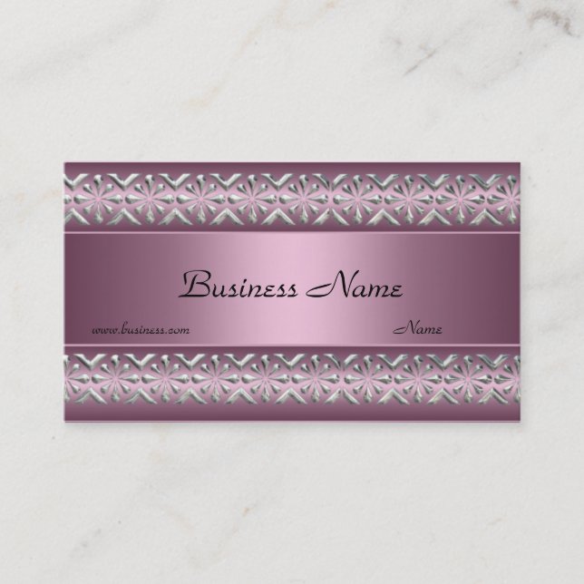 Satin Pink Silver Trim Elegante Visitenkarte (Vorderseite)