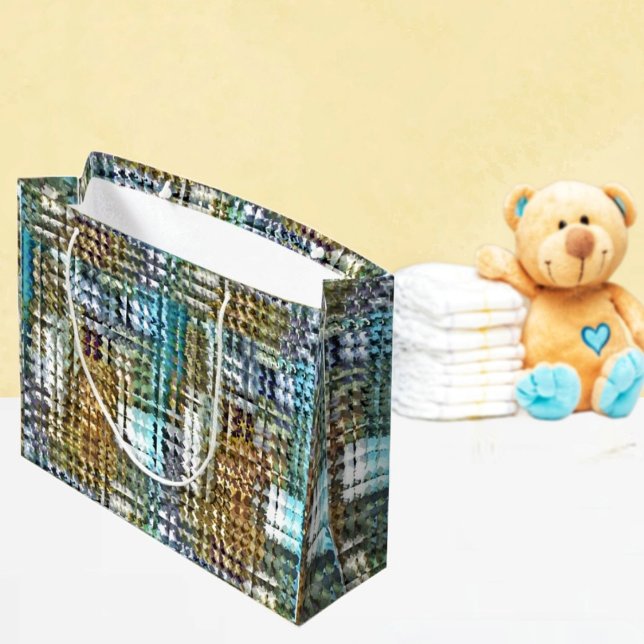 Satin Quilt Binder Große Geschenktüte (The gleaming, pastel colors, in this gift bag, makes it ideal for baby shower gifts!)