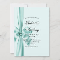 Satin Ribbon Green Wedding Einladung
