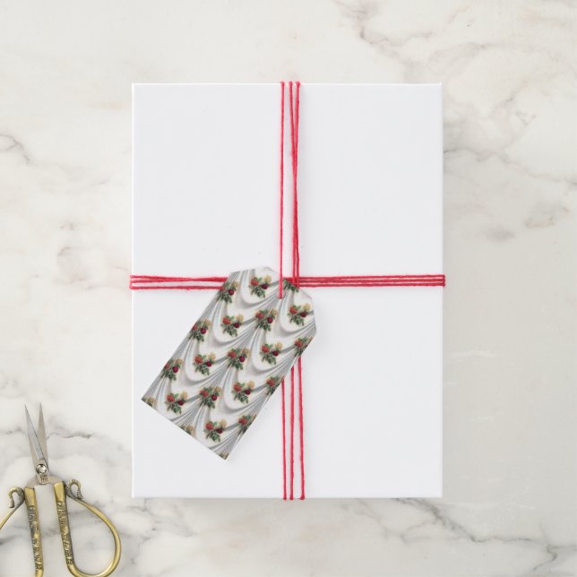 Satin-Rose-Geschenketiketten Geschenkanhänger (Mit Garn)