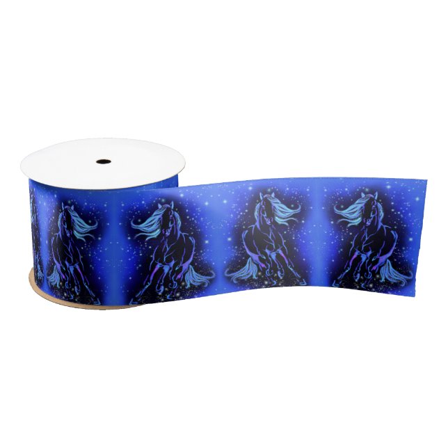 Satin Ruban Cheval En Bleu Lune (Bobine)
