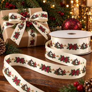 Satin Ruban de Noël en grosgrain pour chat smoking vinta