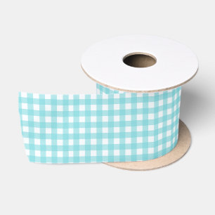 Satin Ruban En vichy Aqua Blue et White À damiers