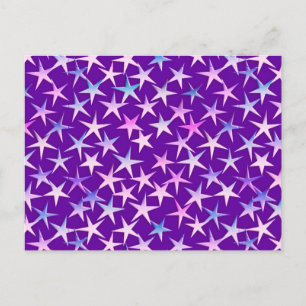 Satin stars, Lavendel auf lila Postkarte
