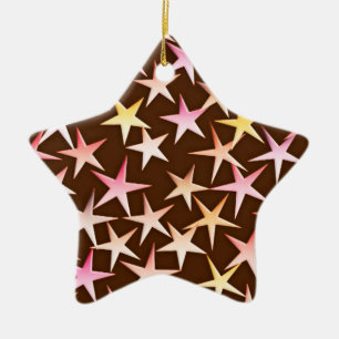 Satin stars, pink on chocolate keramikornament