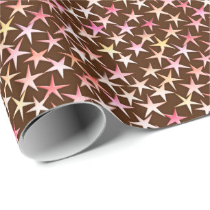 Satin stars, rosa auf Schokolade Geschenkpapier