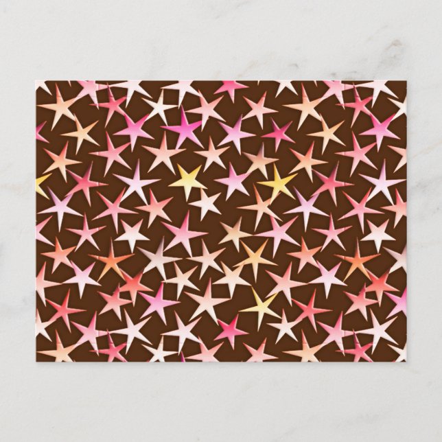 Satin stars, rosa auf Schokolade Postkarte (Vorderseite)