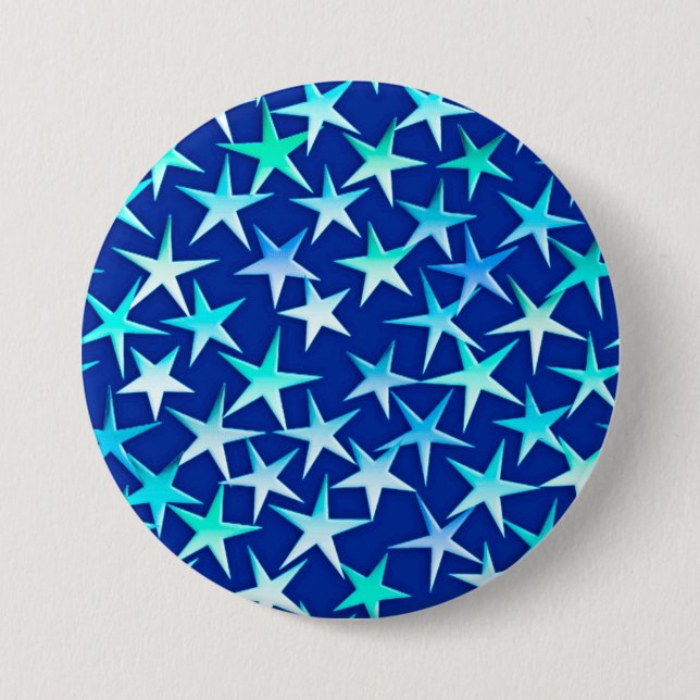 Satin-Sterne, blass blau auf Kobalt Button (Vorderseite)